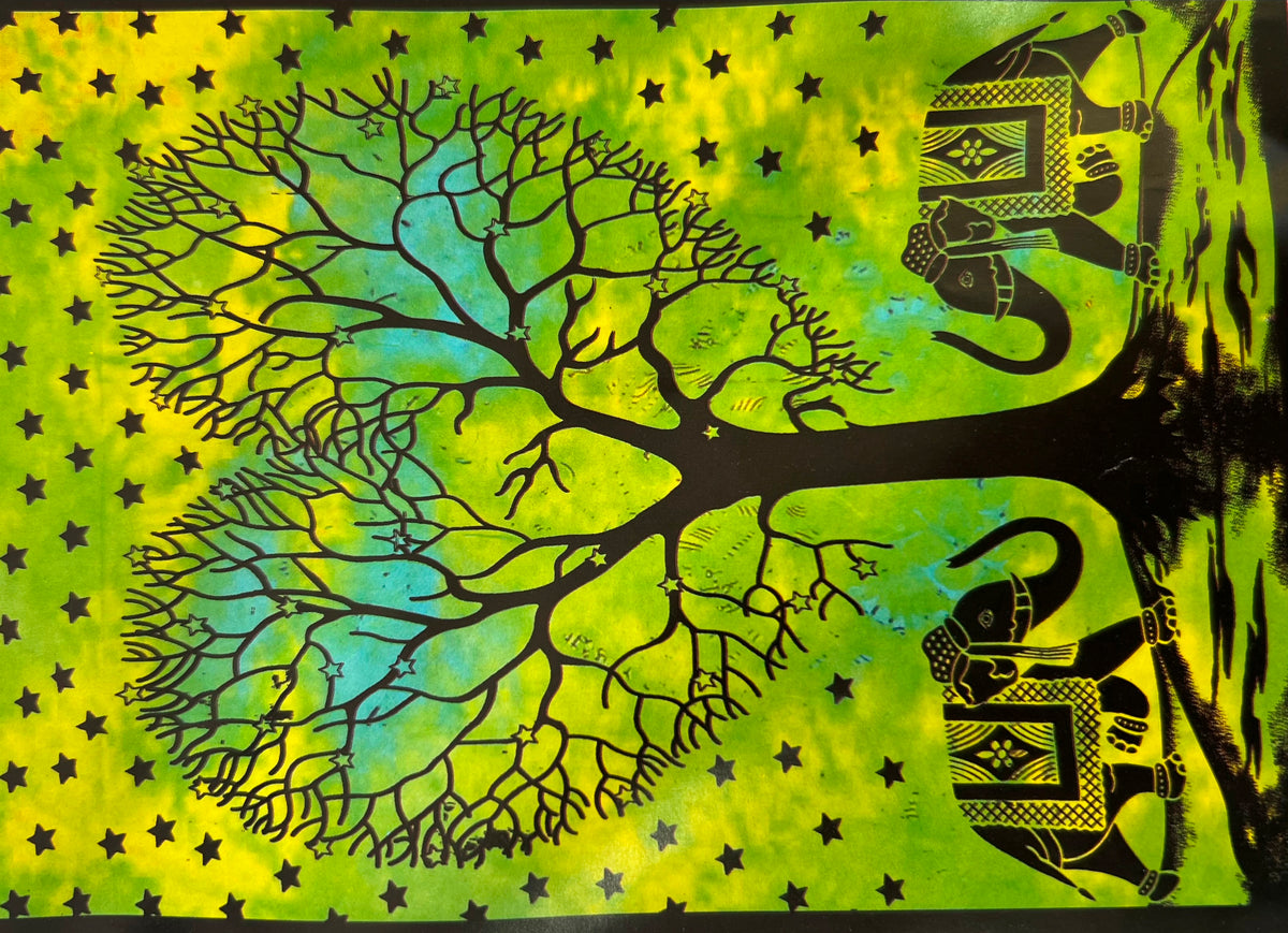 Giant Tie-Dye Elephant Tree Wall Tapestry
