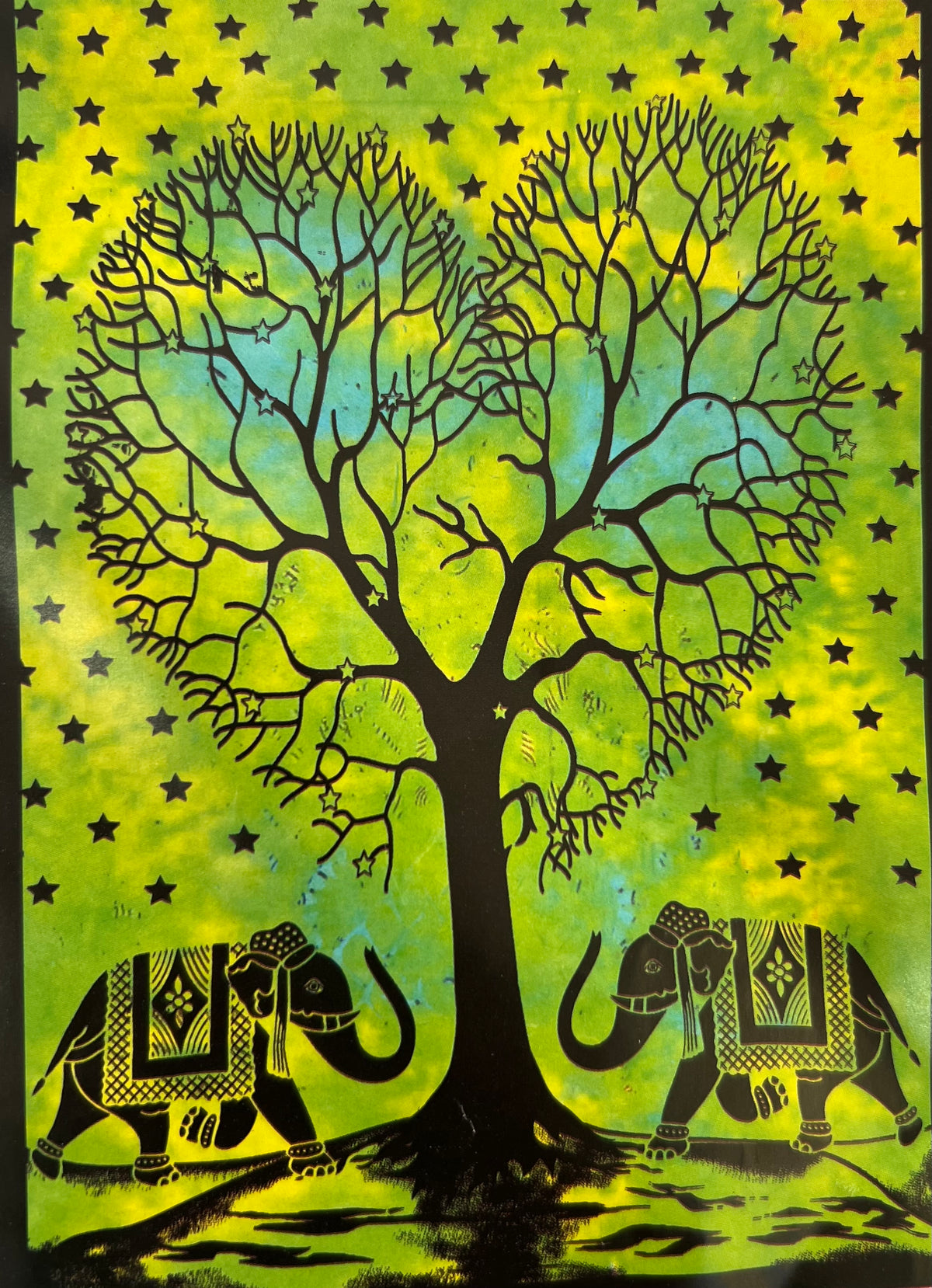 Giant Tie-Dye Elephant Tree Wall Tapestry