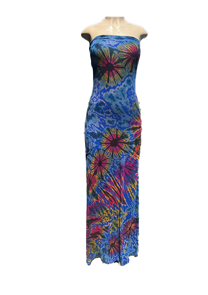 Vibrant Tie-Dye Strapless Maxi Dress