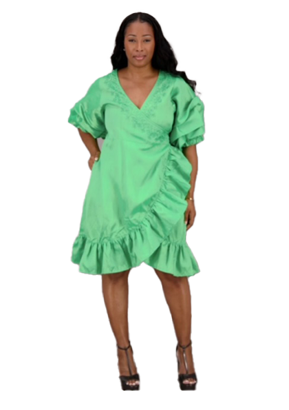 Unique Ruffle Wrap Dress