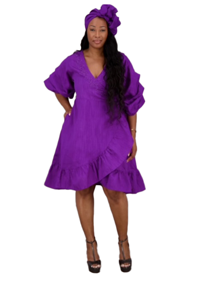 Unique Ruffle Wrap Dress