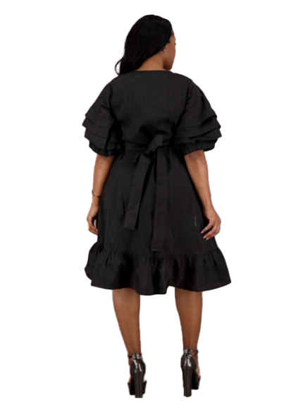 Unique Ruffle Wrap Dress
