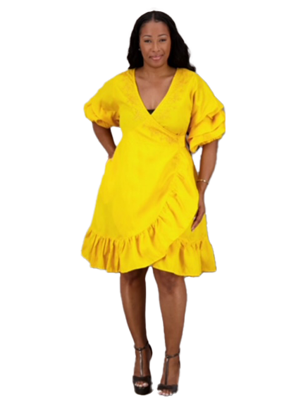 Unique Ruffle Wrap Dress