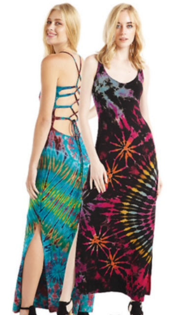 Criss-Cross Tie-Dye Maxi Dress: