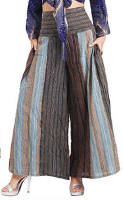 Bohemian Striped Wide-Leg Pants