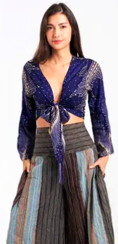 Bohemian Striped Wide-Leg Pants